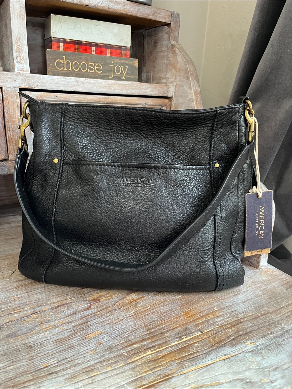 🖤NWT American Leather Co. Austin Leather Shoulder Bag Black